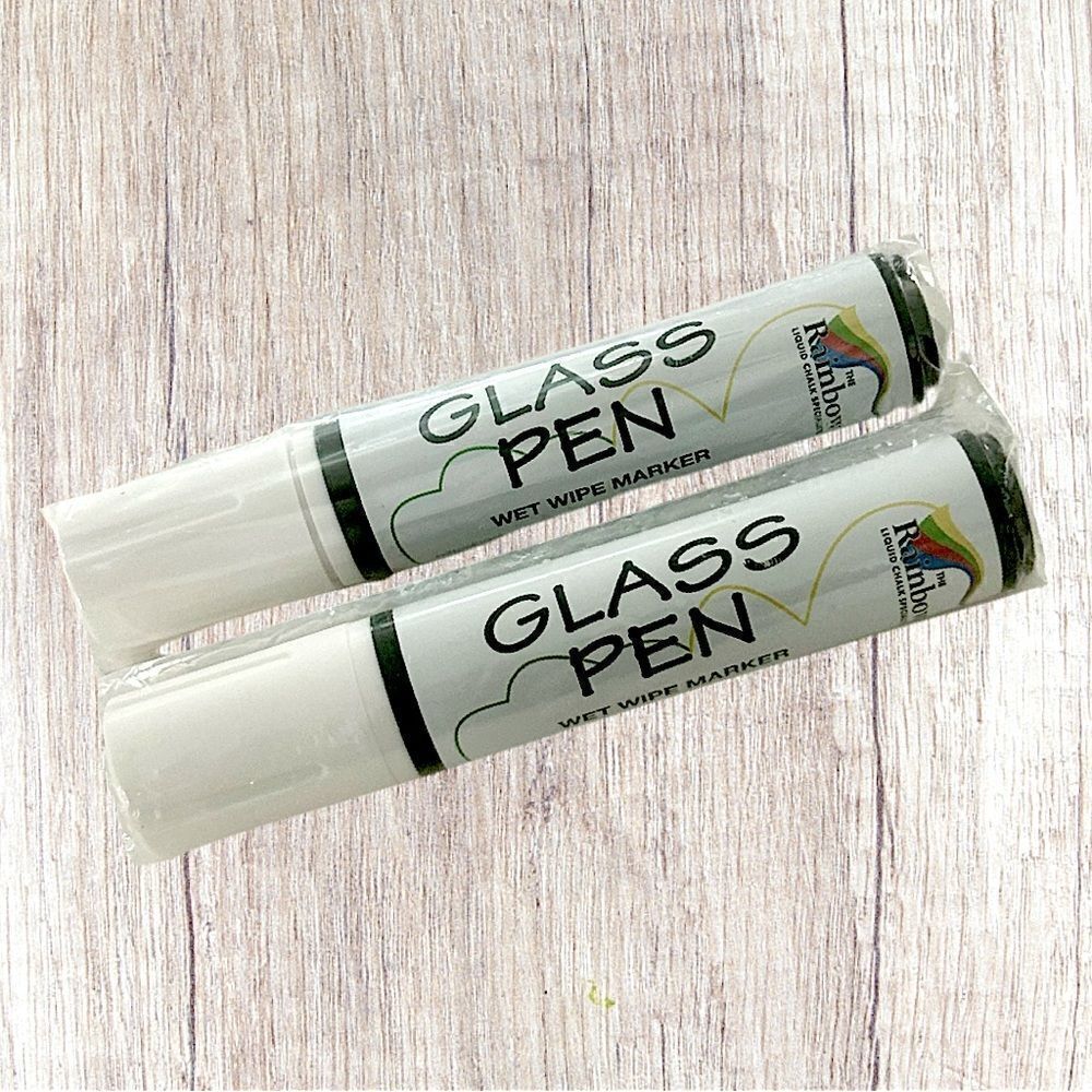 2 Rainbow Chalk Specialists White Glass Pens 15mm Broad NWT - Picture 2 of 3